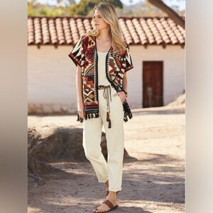 Peruvian Connection Kelvy Cropped Trousers, Cream/Beige, Size 4